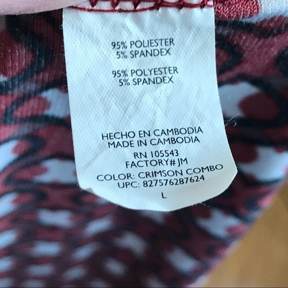 Daisy Fuentes Womens Size L V Neck Crossover Wrap Blouse Wine White Gray Knit - Picture 7 of 8